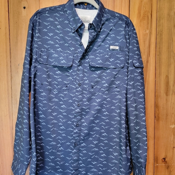 Ocean Coast Navy Patterned Long Sleeve Shirt - Picture 1 of 9